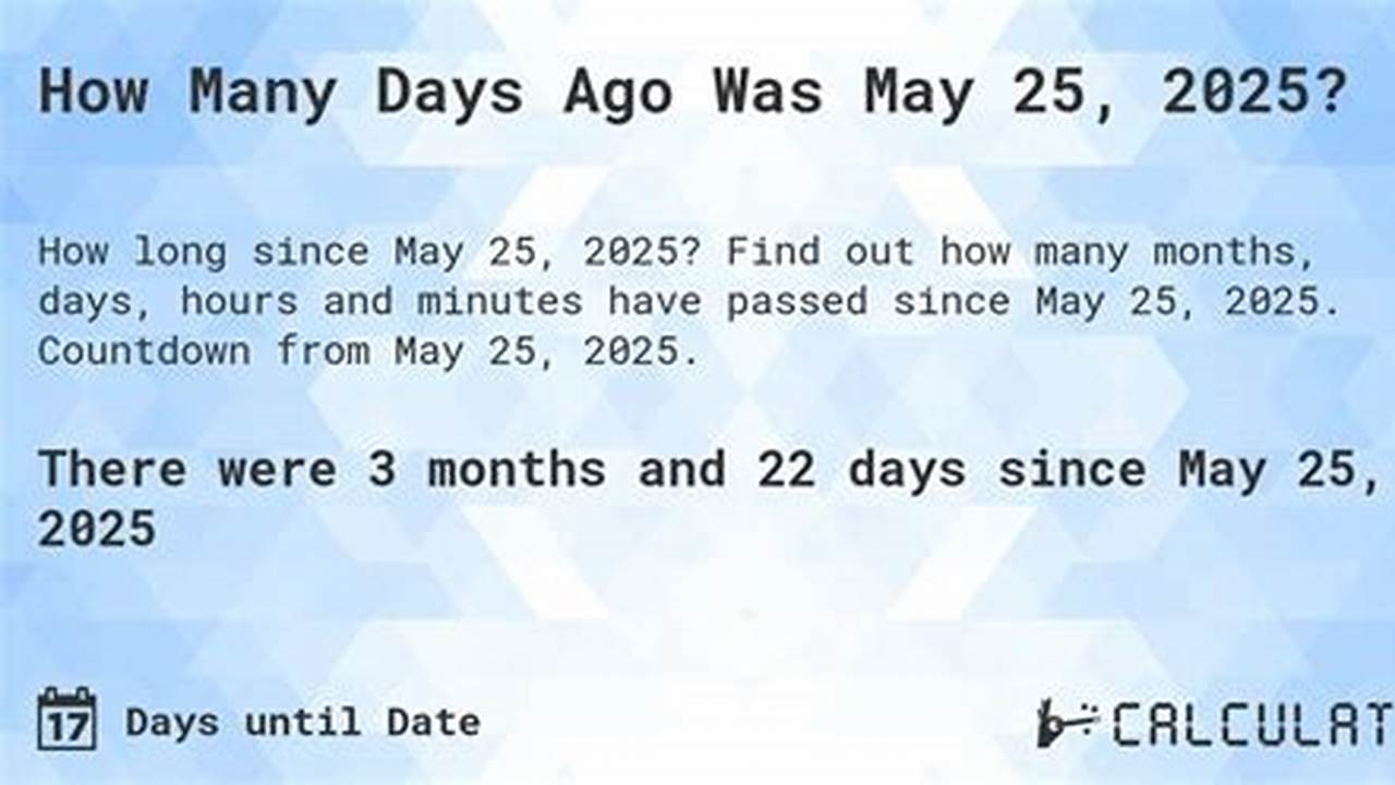 How Many Days Until May 2025