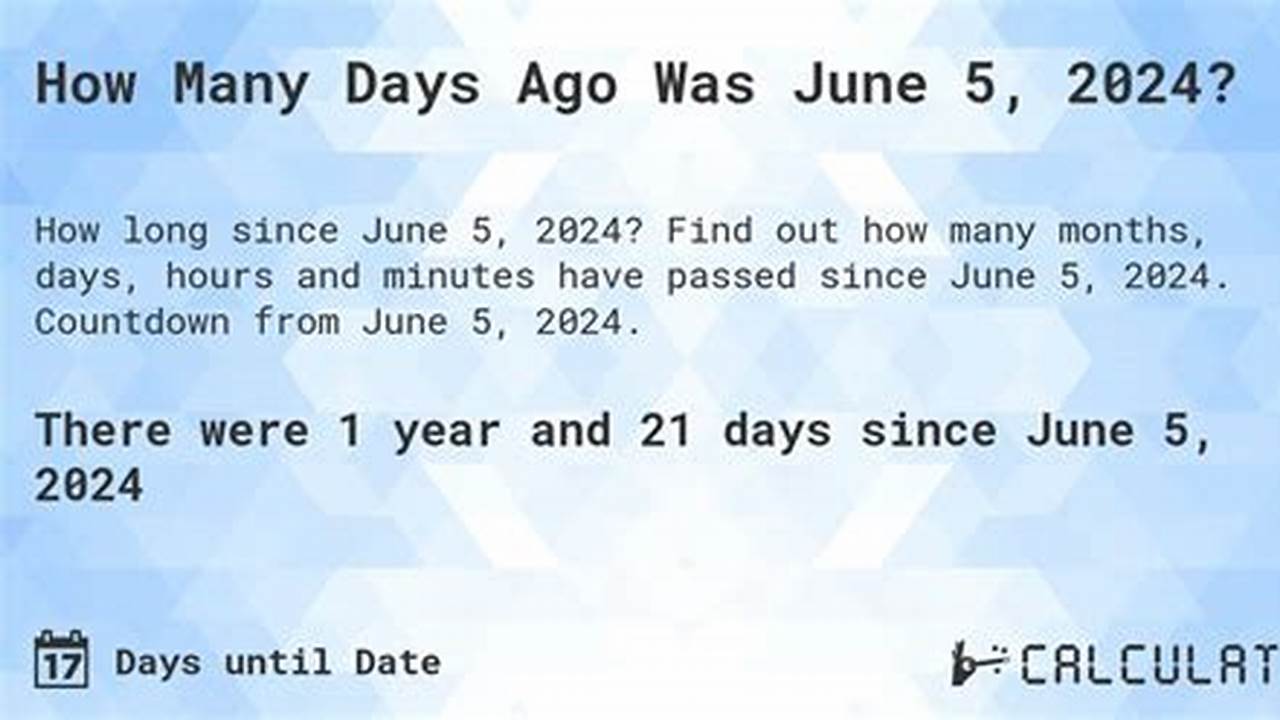 How Many Weekdays Until June 5th 2024