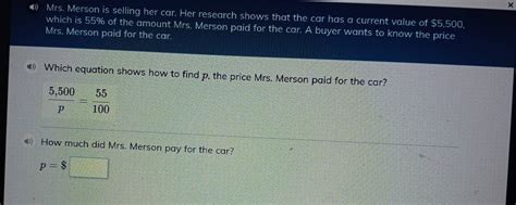 How Much Did Mrs Merson Pay For The Car?