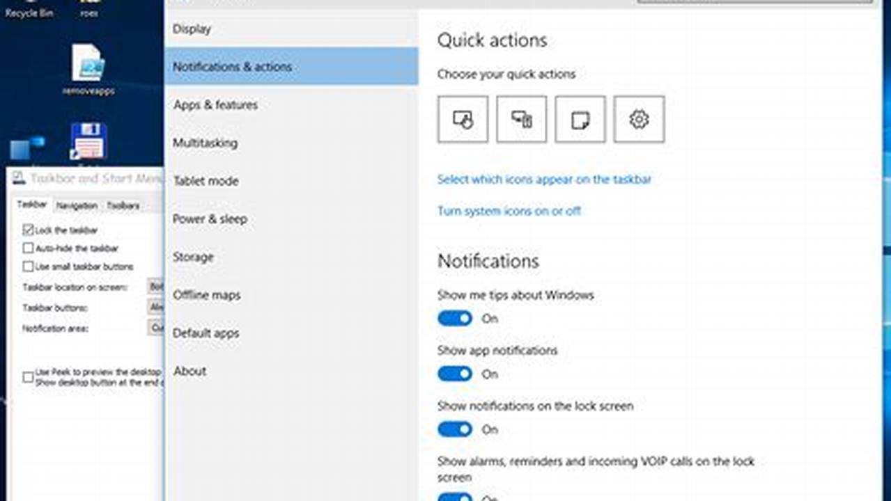 How To Access The Settings Window For The Notification Area., Images