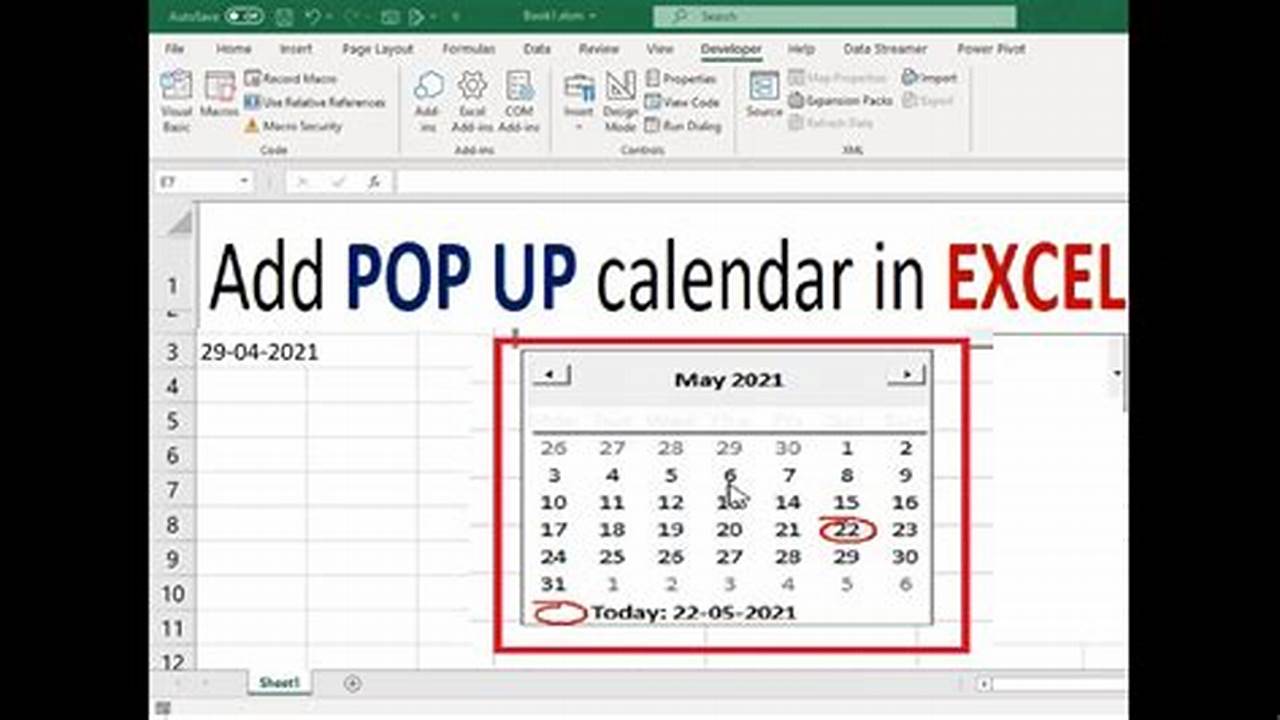 How To Add Pop Up Calendar In Excel