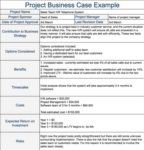 How To Create A Business Case Template
