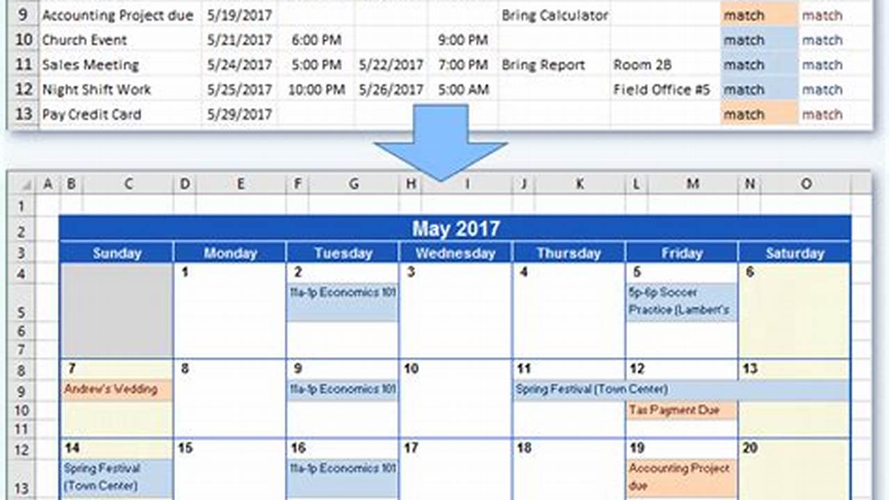 How To Create A Calendar From Excel Data