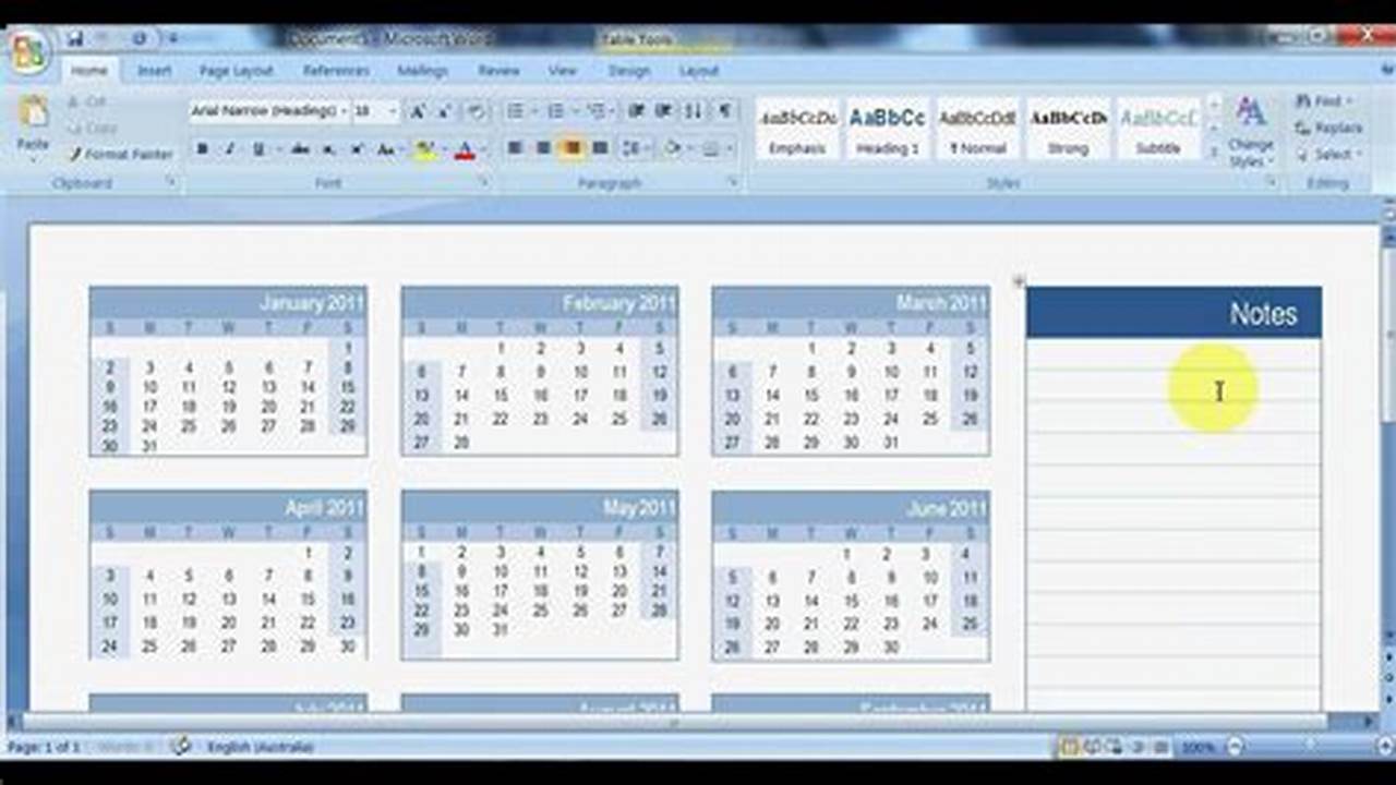 How To Create Calendar In Ms Word