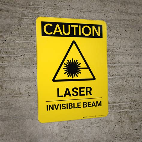 Laser Invisible Beam (with Red Laser Graphic) Sign, SKU S2469
