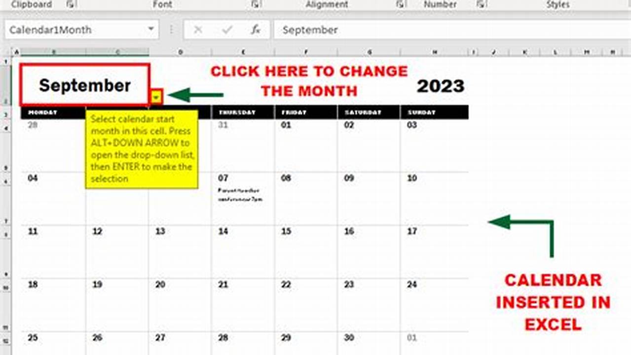 How To Insert A Calendar In A Cell In Excel