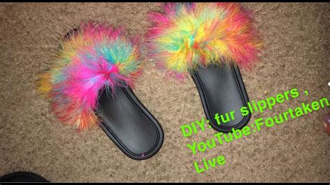 Rainbow Furry Slide for Woman Slipper Fluffy Slide Real Fur Etsy