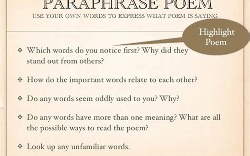 How To Paraphrase Poetry