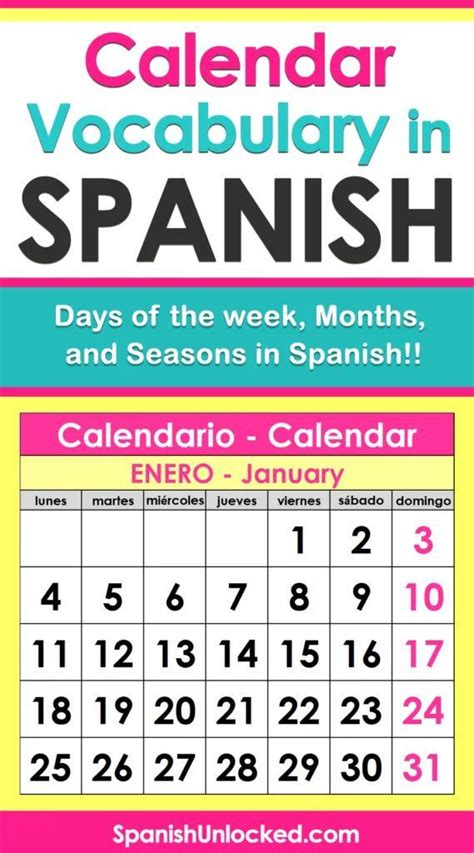 How To Say Calendar In Spanish