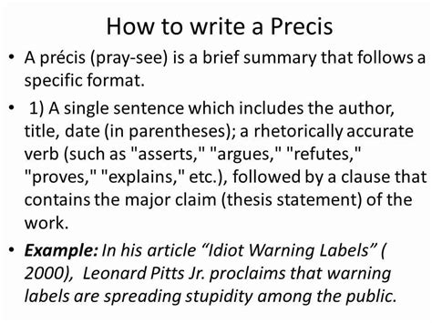 How To Write A Rhetorical Precis Template