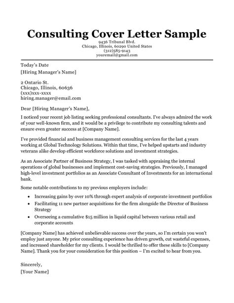 How To Write Consulting Cover Letter