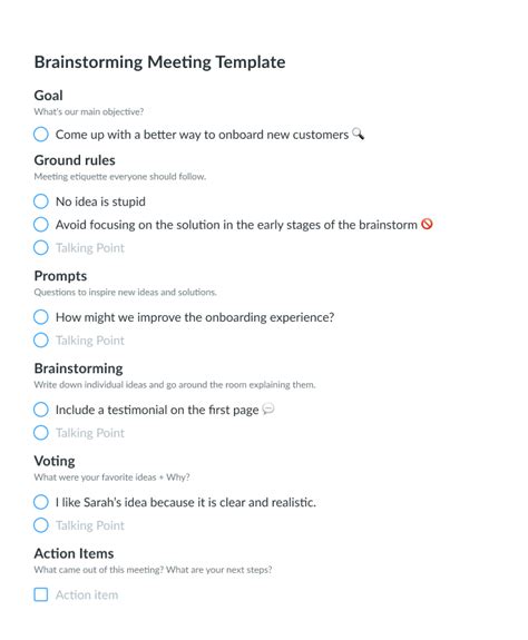 Brainstorming Session Agenda Template • Invitation Template Ideas