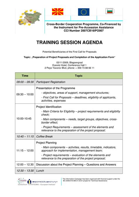 Training Session Agenda Templates at