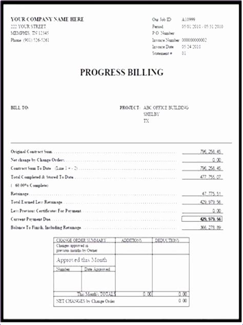 Invoicing a Progress Billing Job