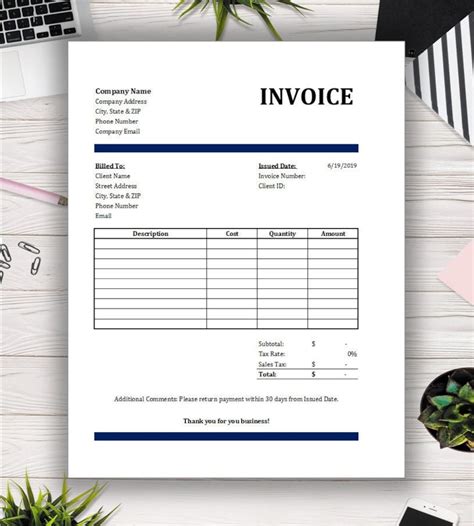 Elegant professional invoice template design Vector Image