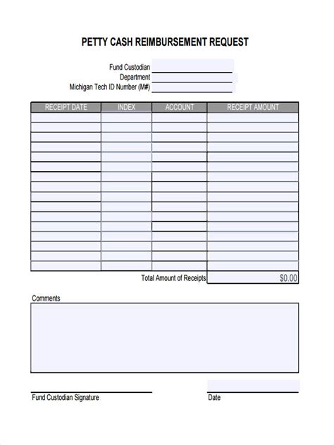 Petty Cash Request Form Petty Cash Request Slip Sign in sheet