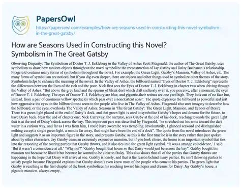 How Are Seasons Used in Constructing This Novel