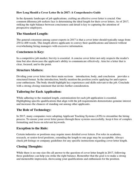 How Long Should A Cover Letter Be 2017