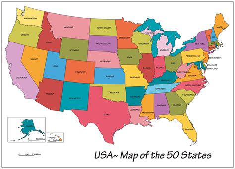 50 States Map With Names