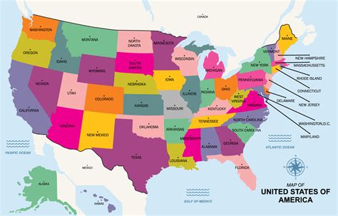 50 States Map With Names
