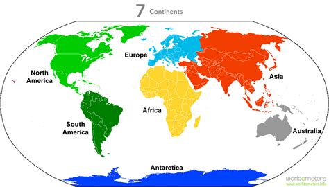 World Map with 7 Continents