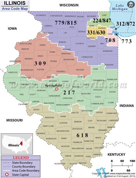 Area Code Map of Illinois
