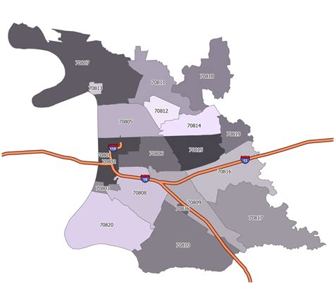 Baton Rouge Zip Code Map
