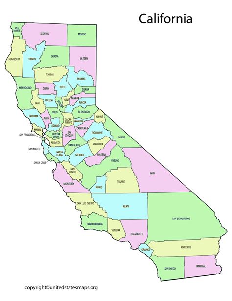 California Counties Map with Cities