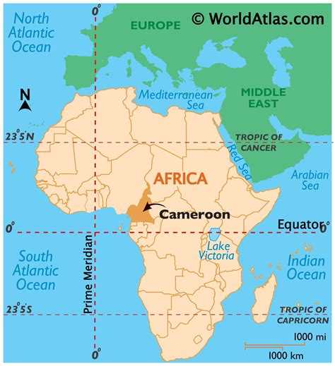 Map of Africa with Cameroon highlighted