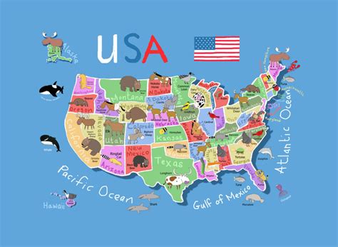 Cartoon Map of United States