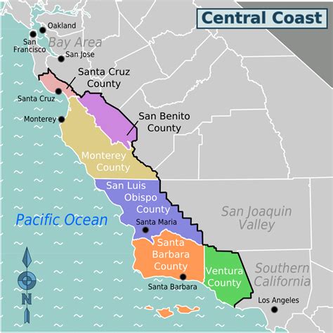 Central Coast Of California Map