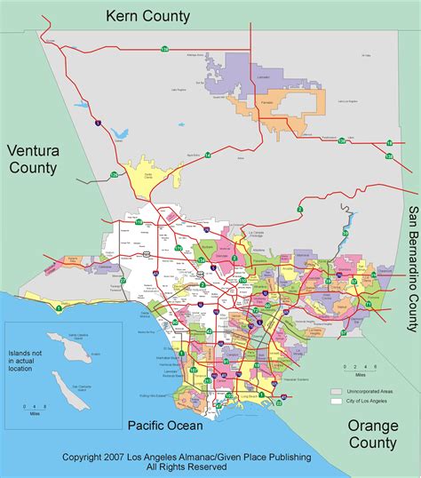 Map of Los Angeles County with cities