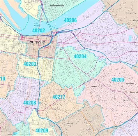 Louisville Kentucky Zip Code Map