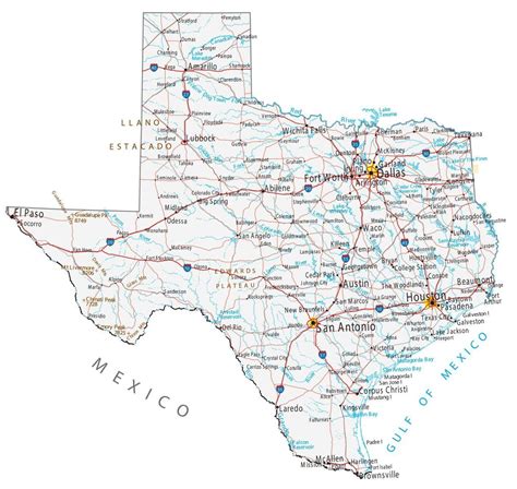 MAP of Major Cities in Texas