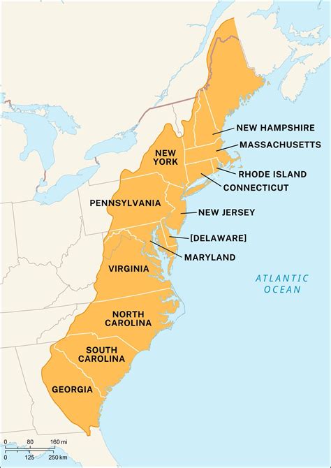 13 Colonies Map