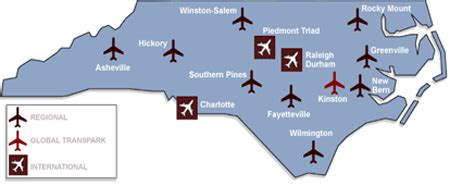 Map of Airports in North Carolina