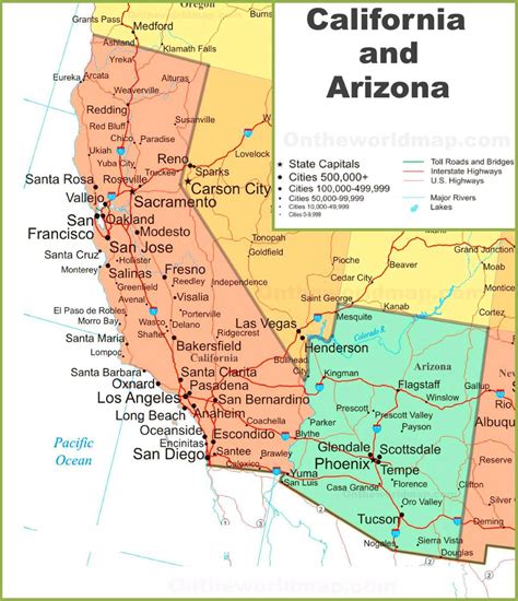 Map of Arizona and California