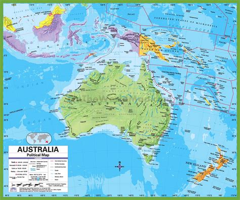 Map of Australia and Oceans