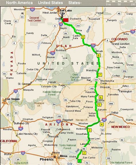 Map of Arizona and Utah