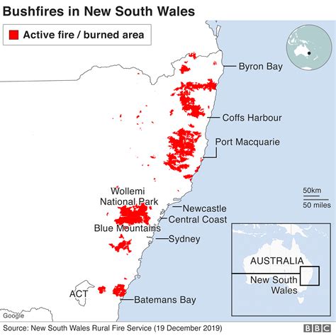 Map of Bushfires in Australia