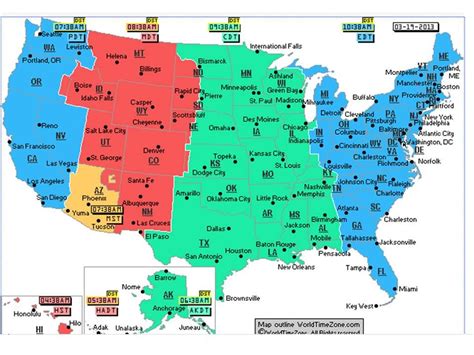 Map of Central Time Zone