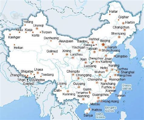 Map of China showing major cities