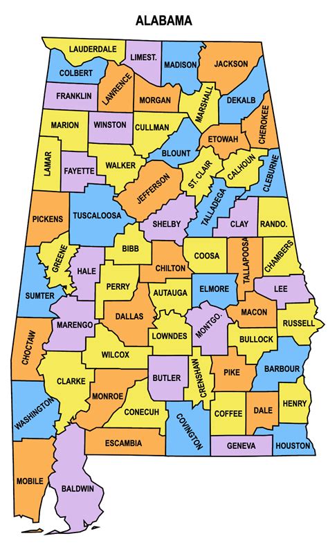 Map Of Counties In Alabama