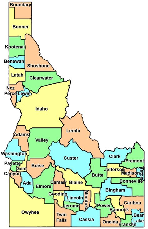 Map of Idaho's counties
