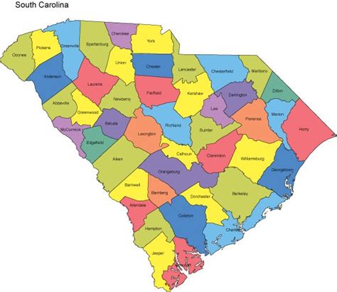 Map of counties in South Carolina