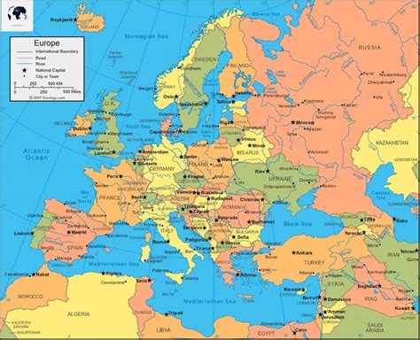 Map of Europe Countries Labeled