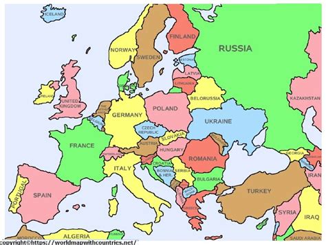 Map of Europe Labeled Countries