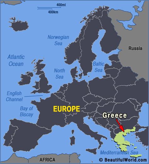 Map of Greece in Europe