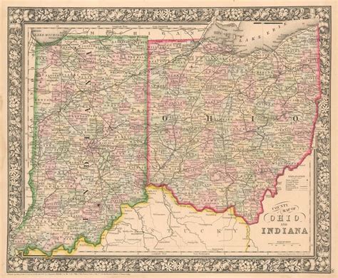 Map of Indiana and Ohio