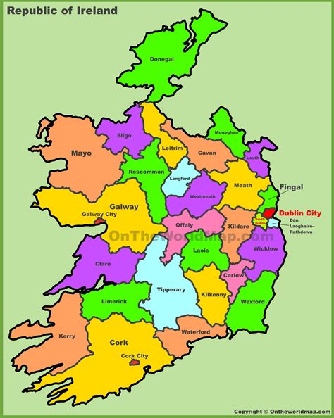 Map of Ireland with counties